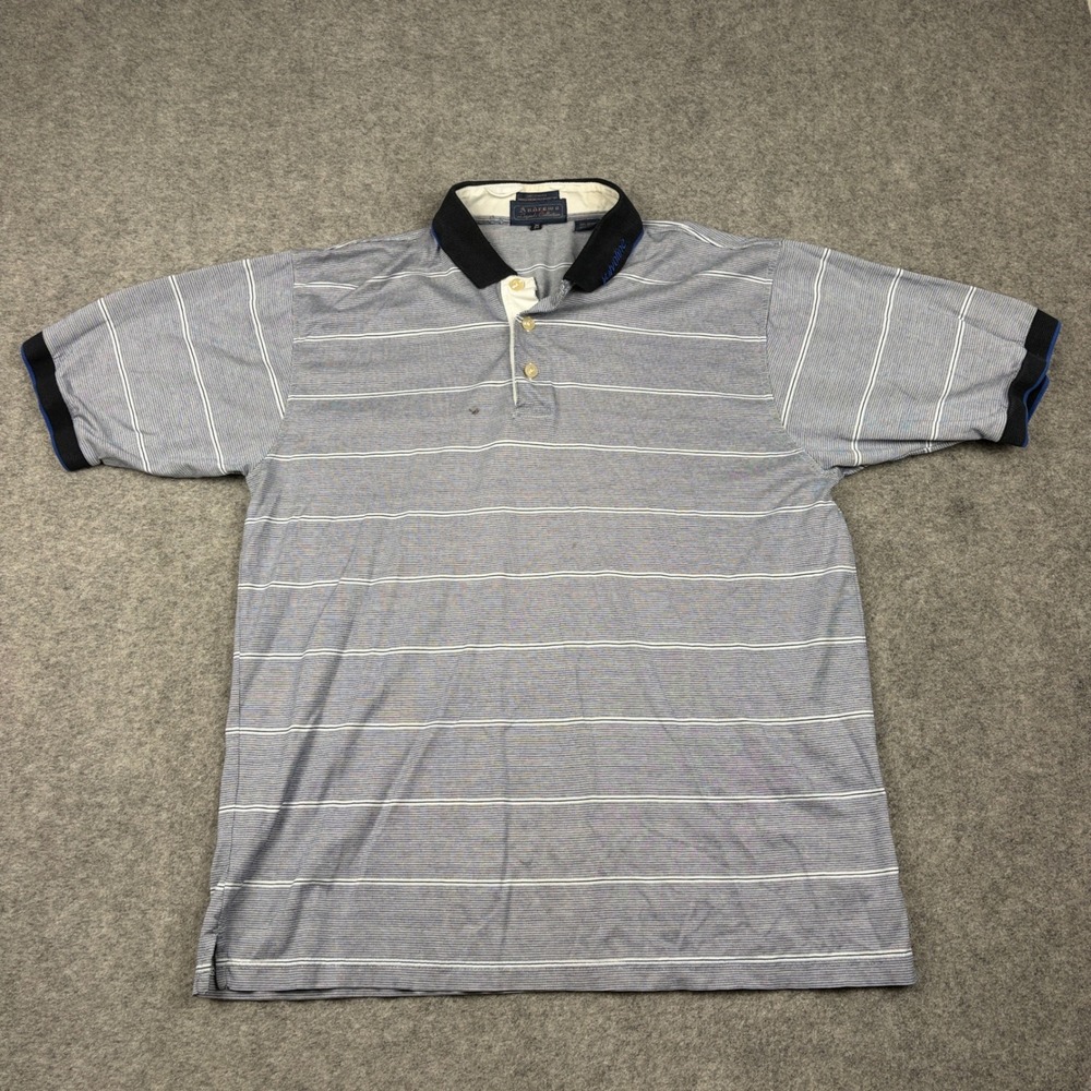 Andrews Legends Collection Polo Shirt Mens XL Blue Striped Valvoline